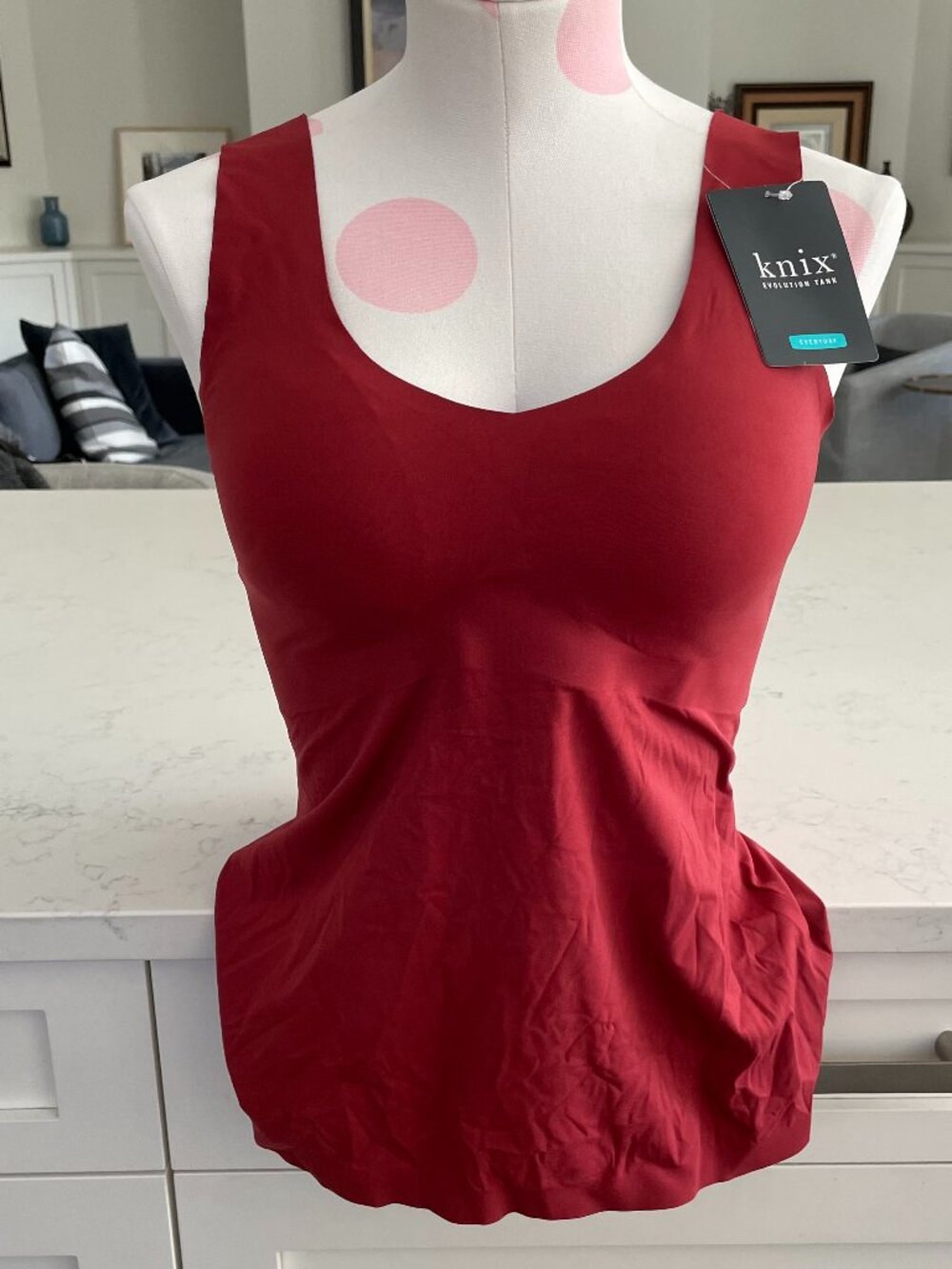 Knix Evolution Tank Seamless Comfort Support Built-In Bra Technology Crimson M